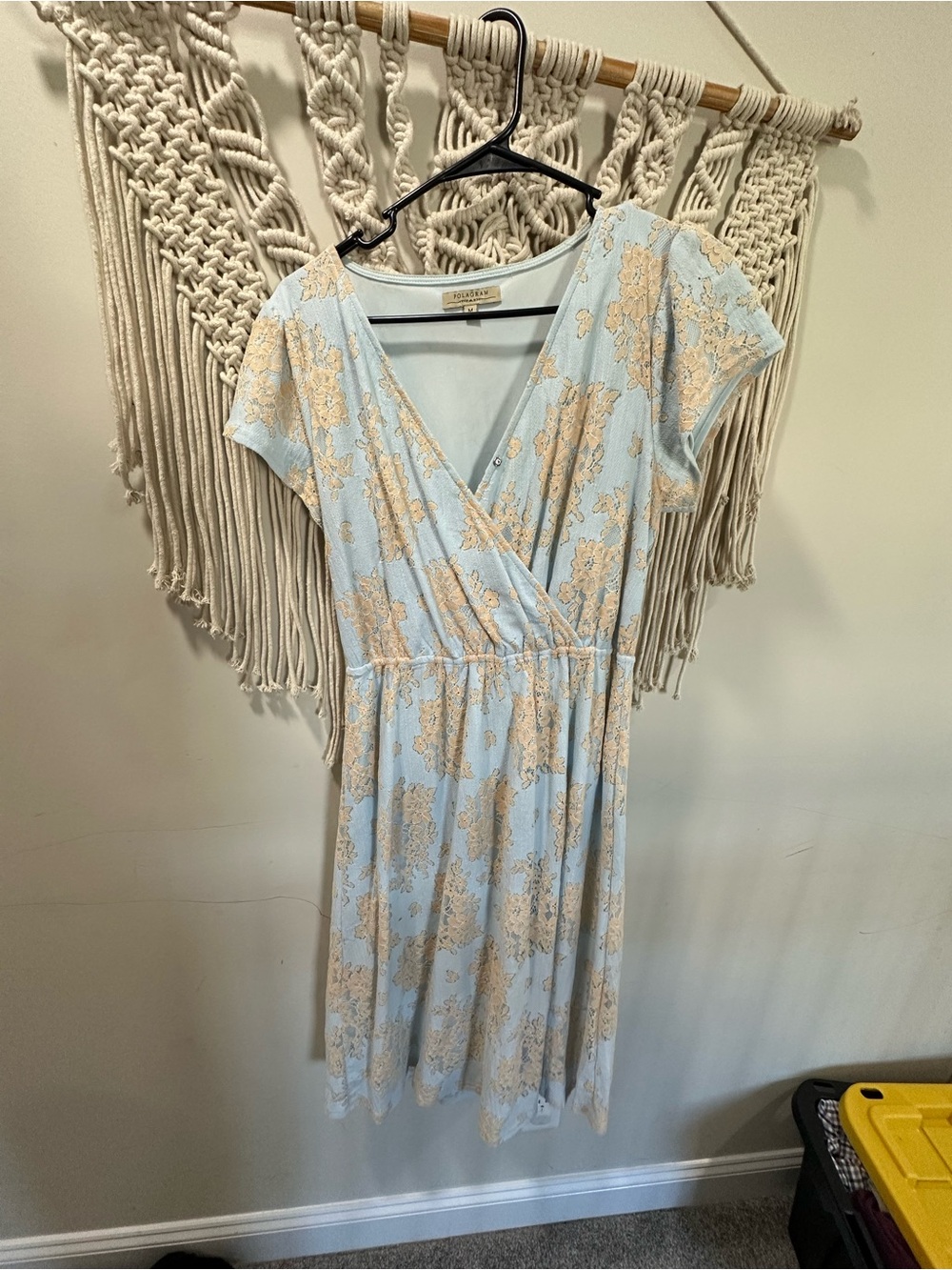 Polagram Light Blue Maxi Dress with Beige Floral Pattern
